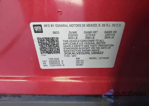 2024 GMC Terrain Awd Slt из США, поврежденный, VIN 3GKALVEG2RL160822